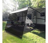 EXCELFU Pare-Soleil pour véhicule récréatif avec Fermeture éclair, 4,5 x 2,7 m - Kit Complet en Maille Noire bloquant Les UV pour Camping-Car, remorque, autocaravane