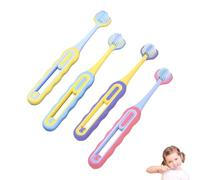 ExcellaElite Lot de 4 brosses à dents pour autisme - 3 côtés - Pour enfants et adultes - Confortable - Portable - Pour enfants ayant des besoins sensoriels