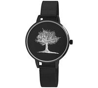 Excellanc 1300026 Montre pour femme en acier inoxydable à quartz analogique avec bracelet milanais, noir/argenté, Bracelet