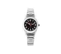 Excellanc Montre pour femme en acier inoxydable - Longueur : 19 cm - Diamètre : 28 mm - Largeur : 14 mm - Aiguilles luminescentes - Facile à lire - 24 heures - Idée cadeau, argenté et noir, Classique
