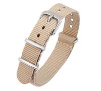 Excellanc Bracelet de Montre en Nylon Textile Beige 20 mm avec Boucle ardillon Longueur 25,5 cm Homme Femme