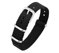 Excellanc Bracelet de Montre en Nylon Textile Noir 22 mm avec Boucle ardillon Longueur 25,5 cm Homme Femme