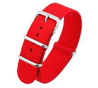 Excellanc Bracelet de Montre en Nylon Textile Rouge 16 mm avec Boucle ardillon Longueur 25,5 cm Homme Femme