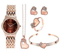 Excellanc Coffret cadeau - 1800223 - Montre pour femme - Collier avec pendentif et bague - Boucles d'oreilles, Métal, Quartz