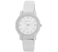 Excellanc Montre à quartz pour femme avec bracelet en métal et chiffres romains Longueur 15 cm, argent/blanc, Bracelet