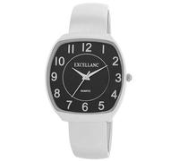Excellanc Montre à quartz pour femme - Bracelet en métal - Chiffres lisibles - Boîtier carré - Longueur : 15 cm - Idée cadeau pour femme, argent/noir, Bracelet