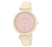 Excellanc Montre à quartz pour femme - Bracelet en métal - Chiffres lisibles - Longueur : 16 cm - Idée cadeau pour femme, Or/rose, Bracelet