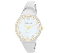 Excellanc Montre à quartz pour femme - Bracelet en métal poli - Chiffres lisibles - Longueur : 15,5 cm - Idée cadeau pour femme, Argenté/blanc/doré, Bracelet