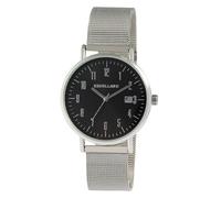 Excellanc Montre analogique à quartz pour homme en acier inoxydable avec bracelet en maille milanaise Noir/argenté, Noir