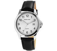Excellanc Montre homme en cuir synthétique avec boucle ardillon Date Analogique Quartz 2900211, Noir et argenté, Sangles
