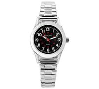 Excellanc Montre pour femme en acier inoxydable - Longueur : 19 cm - Diamètre : 28 mm - Largeur : 14 mm - Aiguilles luminescentes - Facile à lire - 24 heures - Idée cadeau, argenté et noir, Classique