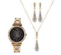 Excellanc Schmuckanthony 1800177 Parure de bijoux à quartz analogique avec bracelet et boucles d'oreilles en strass, Métal, quartz, strass