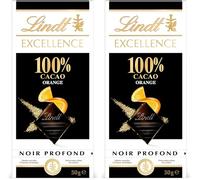 EXCELLENCE NOIR 100% CACAO ORANGE Tablette 50 g (Lot de 2)