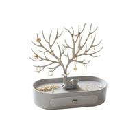 EXCELLENCEHOME Porte-Bijoux en Forme de Cerf - Support à Branches avec Tiroir et Plateau (25×17×8.5cm) (Graysolidcolorsuit)