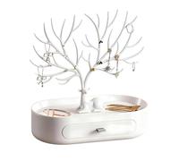 EXCELLENCEHOME Porte-Bijoux en Forme de Cerf - Support à Branches avec Tiroir et Plateau (25×17×8.5cm) (Whitesolidcolorsuit)