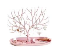 EXCELLENCEHOME Porte Bijoux Presentoir, Rangement Bijoux Tiroir Organiseur, en Forme de Cerf, Support à Branches, 9.84×6.69×3.35inch (Pinkbasic)
