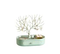 EXCELLENCEHOME Porte Bijoux Presentoir, Rangement Bijoux Tiroir Organiseur, en Forme de Cerf, Support à Branches, 9.84×6.69×3.35inch, (Greensolidcolorsuit)
