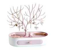 EXCELLENCEHOME Porte Bijoux Presentoir, Rangement Bijoux Tiroir Organiseur, en Forme de Cerf, Support à Branches, 9.84×6.69×3.35inch, (Pinksolidcolorsuit)