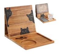 Excellent cadeau pour le public, support de livre pliant en bois offrant plusieurs espaces de rangement pour livres, appareils et boissons, comprend un marqueur et une carte de planification