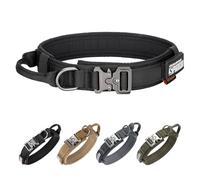 EXCELLENT ELITE SPANKER Collier d'entraînement Militaire pour Chien en Nylon Tactique réglable Boucle en métal Robuste avec poignée de contrôle pour Chiens de Taille Moyenne avec écussons(BLK-L)