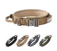EXCELLENT ELITE SPANKER Collier d'entraînement Militaire pour Chien en Nylon Tactique réglable Boucle en métal Robuste avec poignée de contrôle pour Chiens de Taille Moyenne avec écussons(COB-L)