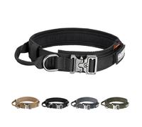 EXCELLENT ELITE SPANKER Collier d'entraînement Militaire Tactique en Nylon avec Boucle en métal et poignée de contrôle pour Chiens de Moyenne et Grande Taille avec écussons(BLK-L)