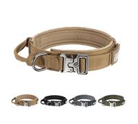 EXCELLENT ELITE SPANKER Collier d'entraînement Militaire Tactique en Nylon avec Boucle en métal et poignée de contrôle pour Chiens de Moyenne et Grande Taille avec écussons(COB-L)