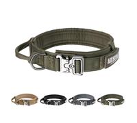 EXCELLENT ELITE SPANKER Collier d'entraînement Militaire Tactique en Nylon avec Boucle en métal et poignée de contrôle pour Chiens de Moyenne et Grande Taille avec écussons(RGN-L)