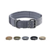 EXCELLENT ELITE SPANKER Collier Militaire pour Chien, Largeur 1.5", réglable, Anneau en D et Boucle en métal, pour Chiens de Taille Moyenne à Grande.(GRY-M)