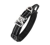 EXCELLENT ELITE SPANKER Collier pour Chien en Nylon épais, Souple, rembourré, réfléchissant et Ajustable avec Boucle métallique résistante à déclenchement Rapide pour Grands Chiens(BLK-XL)