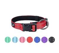EXCELLENT ELITE SPANKER Collier réfléchissant classique pour chien en nylon doux rembourré avec boucle réglable pour chiens de petite et moyenne taille - Noir, rouge, bleu (rouge-M)