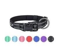 EXCELLENT ELITE SPANKER Collier réfléchissant classique pour chien en nylon doux rembourré avec boucle réglable pour chiens de petite et moyenne taille - Noir, rouge, bleu (noir-L)