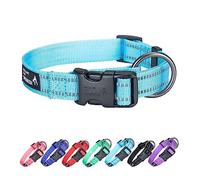 EXCELLENT ELITE SPANKER Collier réfléchissant classique pour chien en nylon respirant avec boucle réglable pour chiens de petite et moyenne taille (bleu clair-L)