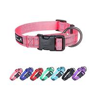 EXCELLENT ELITE SPANKER Collier réfléchissant classique pour chien en nylon respirant avec boucle réglable pour chiens de petite et moyenne taille (rose)