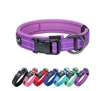 EXCELLENT ELITE SPANKER Collier réfléchissant pour chien en nylon avec respirant, doux, rembourré, réglable et épais pour chiens de petite, moyenne et grande taille (taille L, violet)