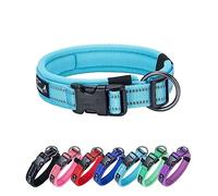 EXCELLENT ELITE SPANKER Collier réfléchissant pour chien en nylon avec respirant, doux, rembourré, réglable et épais pour chiens de petite, moyenne et grande taille (taille L, bleu clair)