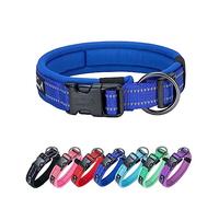 EXCELLENT ELITE SPANKER Collier réfléchissant pour chien en nylon avec respirant, doux, rembourré, réglable et épais pour chiens de petite, moyenne et grande taille (taille L, bleu)