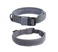 EXCELLENT ELITE SPANKER Collier Tactique pour Petit Chien en Nylon Ajustable pour Petit Chien Moyen et Grand Chien Militaire(Gris-L)