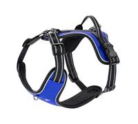 EXCELLENT ELITE SPANKER Harnais pour Chien en Nylon réfléchissant avec Plaque d'identification Ajustable pour Les Chiens de Taille Moyenne et Grande(BLU-M)