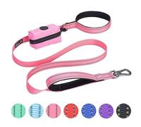 EXCELLENT ELITE SPANKER Laisse de dressage de chien en nylon solide et durable - 1,5 m de long - 2,5 cm de large - Avec support de sac à déjections canines pour chiens de petite et moyenne taille - Rose