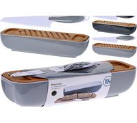 Excellent Houseware Boîte à Pain avec Planche à Découper en Bois et Couteau à Pain, Coloris Assortis, 40 x 12,5 cm