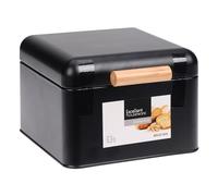 Excellent Houseware Boîte à pain carrée en métal avec couvercle à charnière pour économiser de l'espace, noir mat