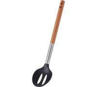 Excellent Houseware CUILLÈRE DE CUISINE CUILLÈRE à fentes noire avec manche en bois pour mélanger et servir les plats 34 cm
