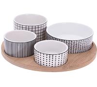 Excellent Houseware Kit de Service de collation, Plateau Rond et 4 Tasses