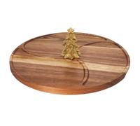 Excellent Houseware NEVESSA Planche de service ronde en bois d'acacia - Arbre de Noël décoratif - Diamètre : 28 cm