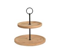Excellent Houseware Plateau de service 2 niveaux bambou 16,5/21,5 cm, support de service, présentoir à gâteaux, support de service rond 447448