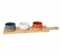 EXCELLENT HOUSEWARE Set apéritif - 3 bols en céramique avec planche en bambou