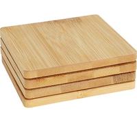 Excellent Houseware | Set de dessous de verre - 4 pièces - Bambou - Pratique et élégant pour la cuisine et la table