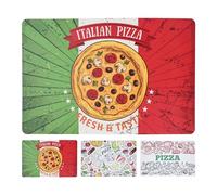 Excellent Houseware Set de table lavable 43 x 28 cm x 1 pièce assortis - Sets de table avec motif pizza - Sets de table polyvalents pour cuisine, table à manger et restauration - Blanc, rouge, vert