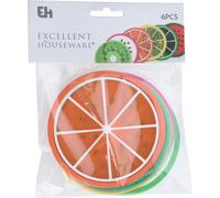 Excellent Houseware Soucoupe Coaster pour gobelets verres tranches de fruits motif fruits 6 pièces set 8,5 cm